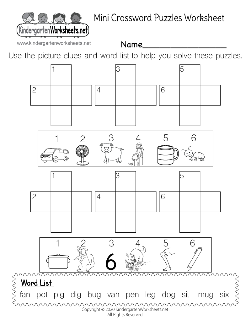 Mini Crossword Puzzles Worksheet - Free Printable, Digital, &amp;amp; Pdf within Kindergarten Crossword Puzzles Printable
