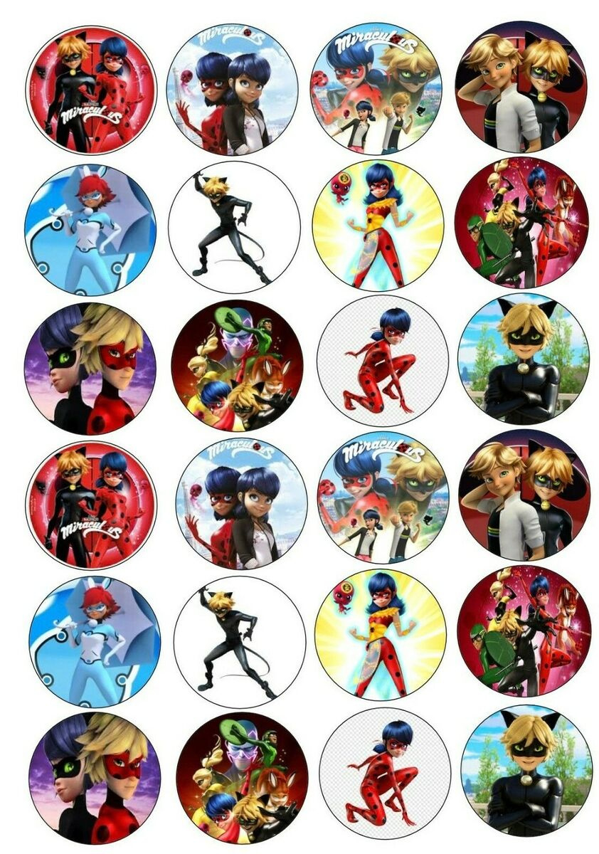 Miraculous Lady Bug 24 X 4.5Cm Medium Size Pre-Cut Edible Cupcake with regard to Free Printable Miraculous Ladybug Cupcake Toppers Printable