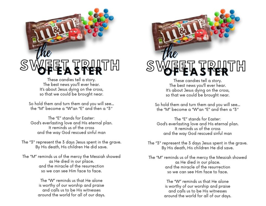 M&amp;amp;M Easter Poem For Kids [Free Printable] Short Religious Rhyming inside Free Easter Plays For Small Churches Printable