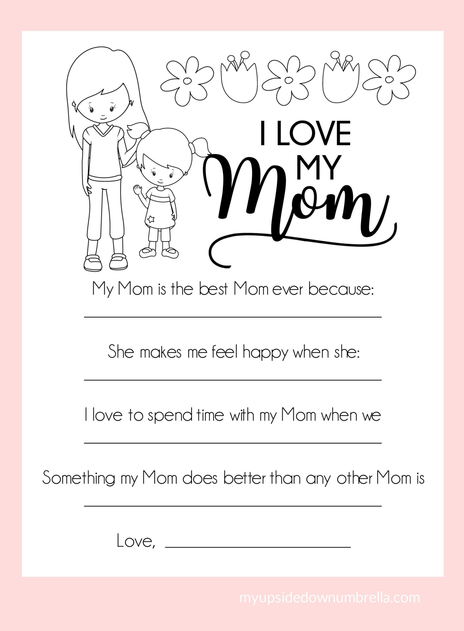 Mothers Day My Mommy Activity with regard to Free Printable Mother&amp;amp;#039;s Day Fill in the Blank Poem