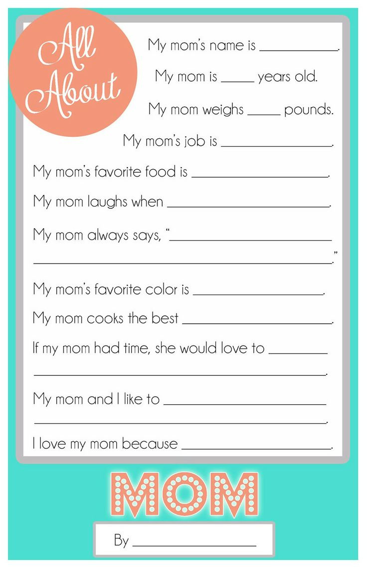 Mother&amp;#039;S Day Questionnaire {A Free Printable For The Kids in Free Printable Mother&amp;amp;#039;s Day Fill in the Blank Poem