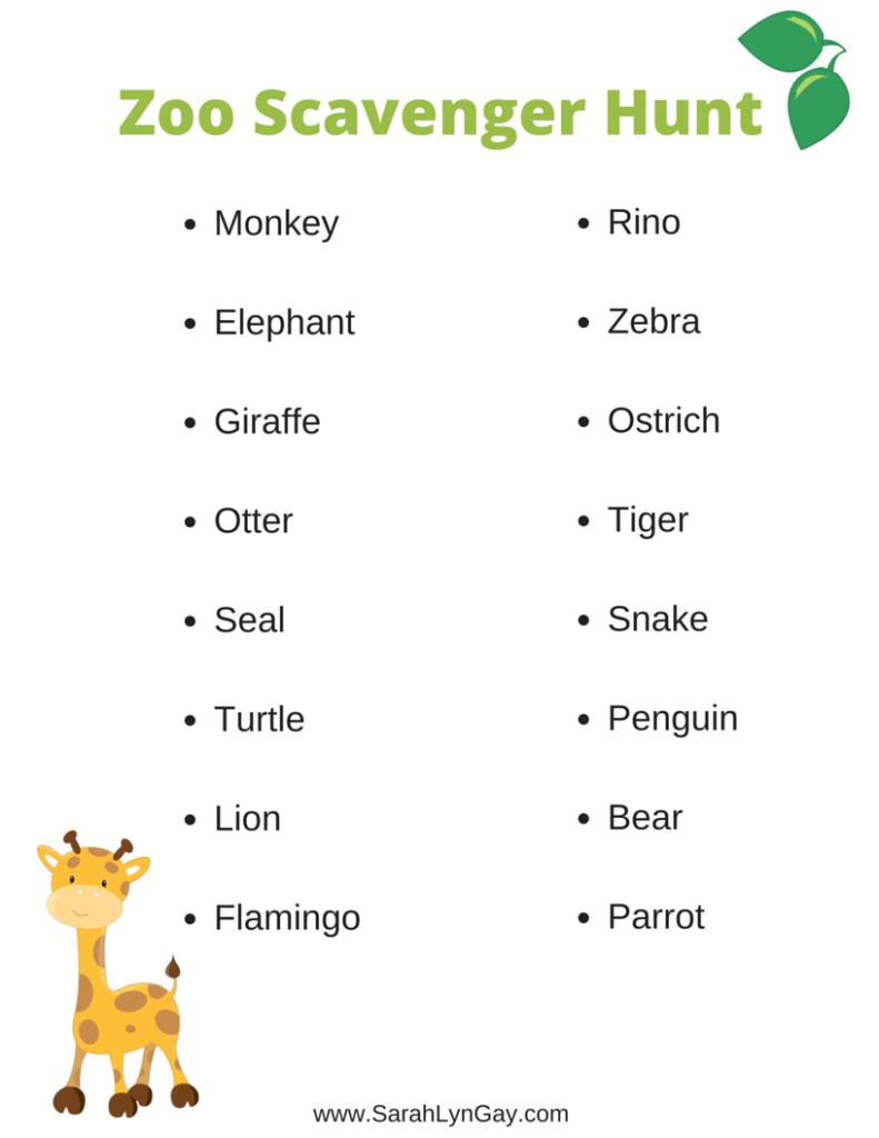 My Zoo Scavenger Hunt Free Printable - Sarah Lyn Gay with Free Zoo Scavenger Hunt Printable