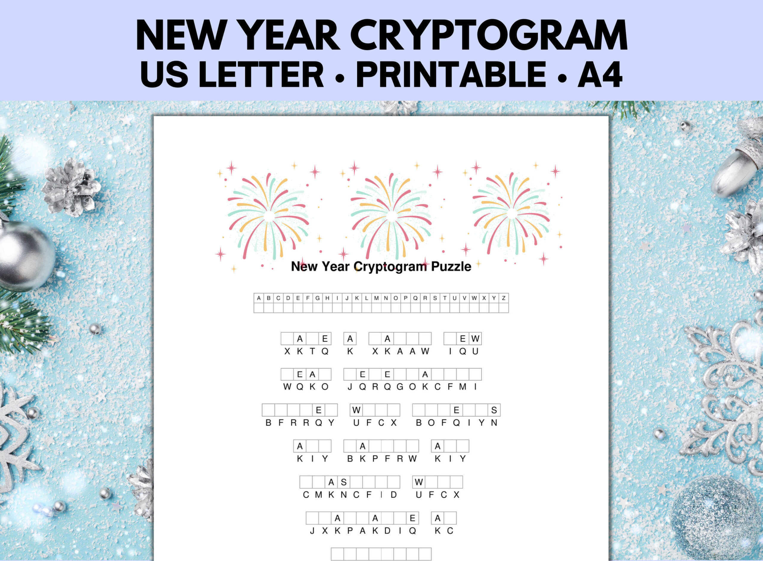 New Year Cryptogram Puzzle Printable, New Year&amp;#039;S Eve Games, New pertaining to Printable Crypto Families Puzzles