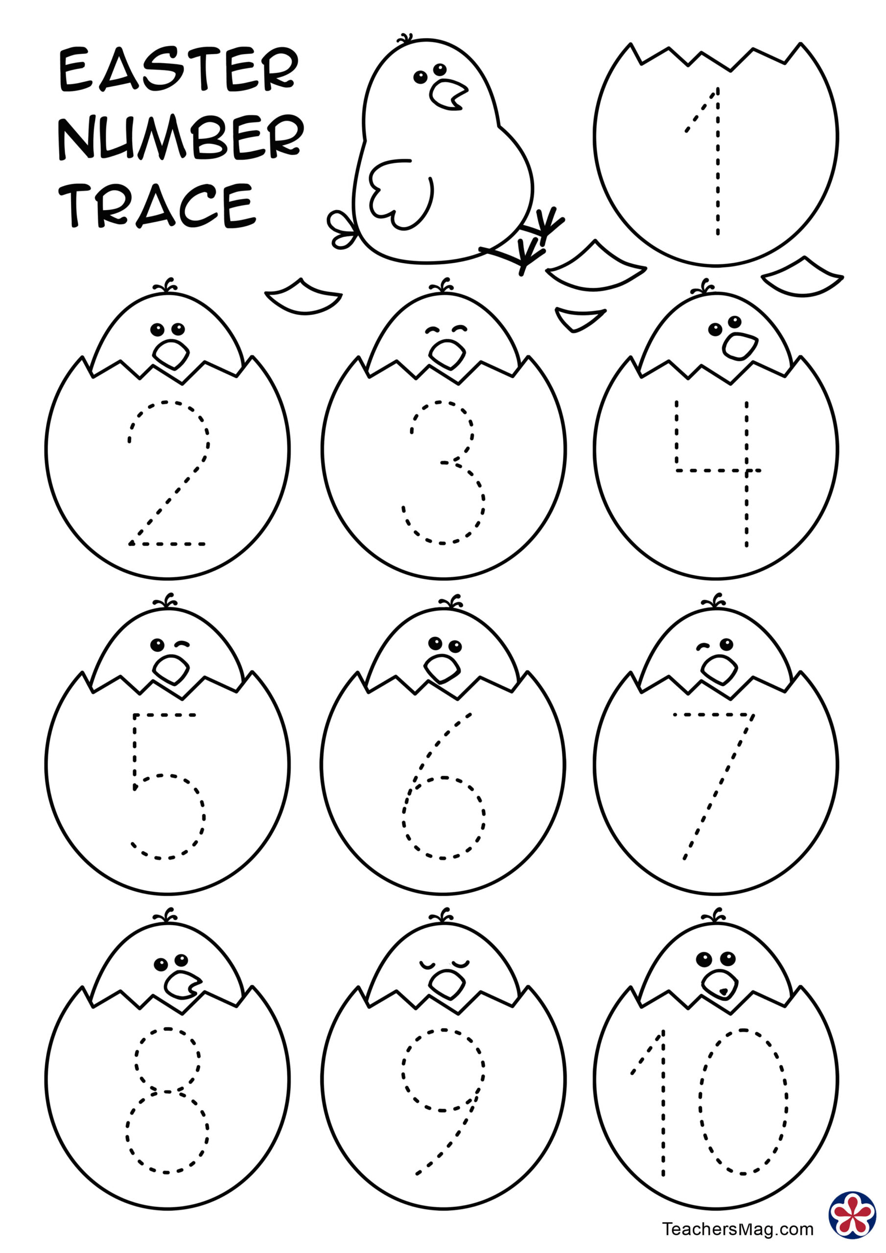 Number Tracing Easter Worksheet (1-10). Teachersmag regarding Printable Easter Eggs Numbers
