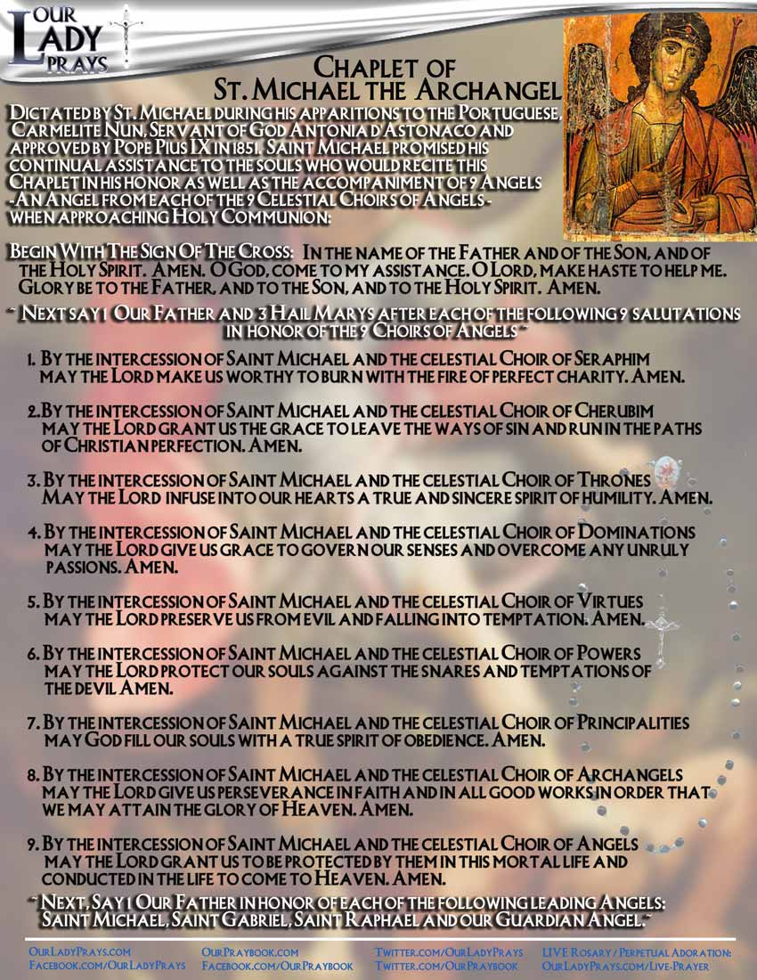 Our Lady Prays – The Chaplet Of St. Michael The Archangel pertaining to Printable St Michael Chaplet