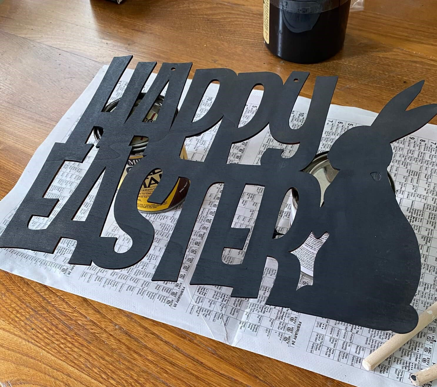 Painting &amp;amp; Stenciling A Dollar Tree Wooden Easter Sign - Organized throughout Happy Easter Stencil Amazon