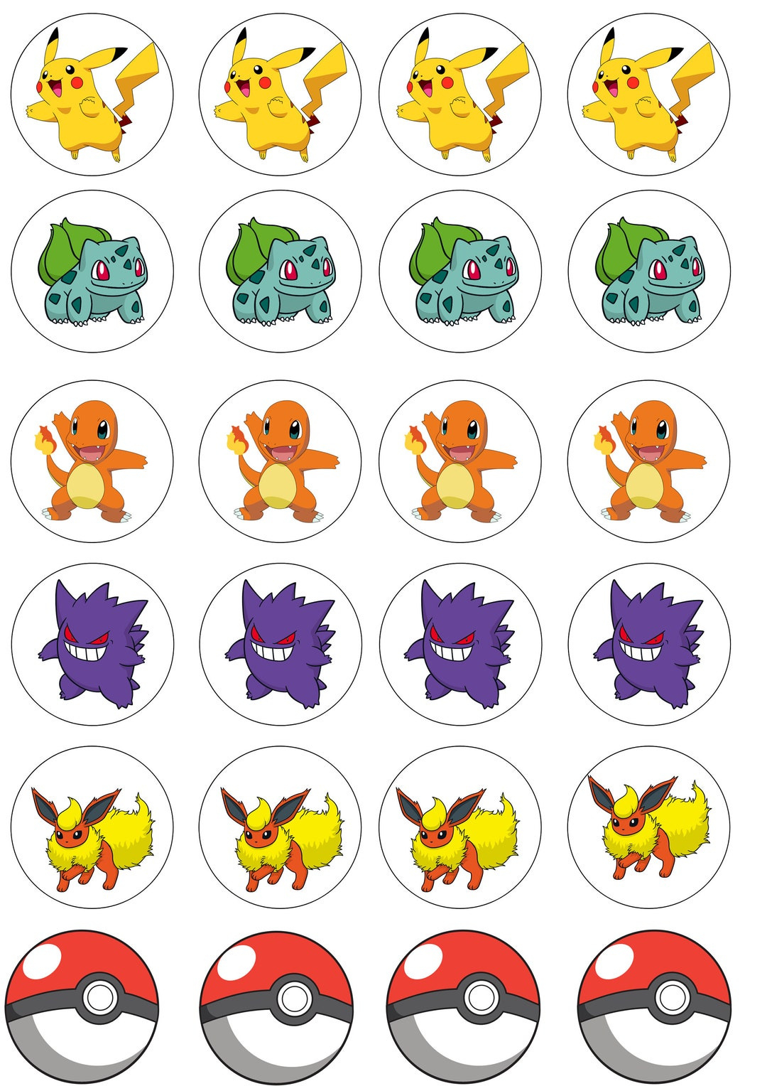 Pokemon Cupcake Toppers, 24 Round Cake Toppers - Etsy pertaining to Pokemon Cupcake Toppers Printable