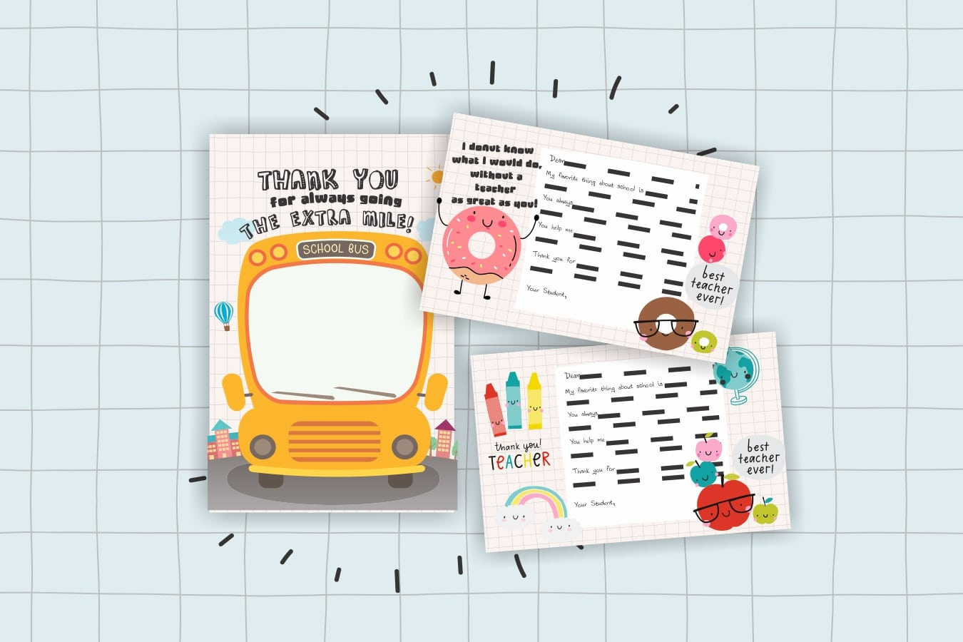 Print These Adorable Teacher &amp;amp; Bus Driver Thank You Cards. Free with Free Bus Driver Appreciation Printables