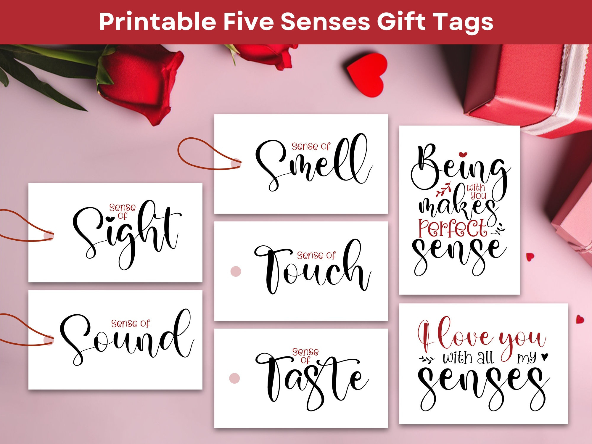 Printable 5 Senses Gift Tags For Him Anniversary Gift Ideas inside Free Printable 5 Senses Printable Tags