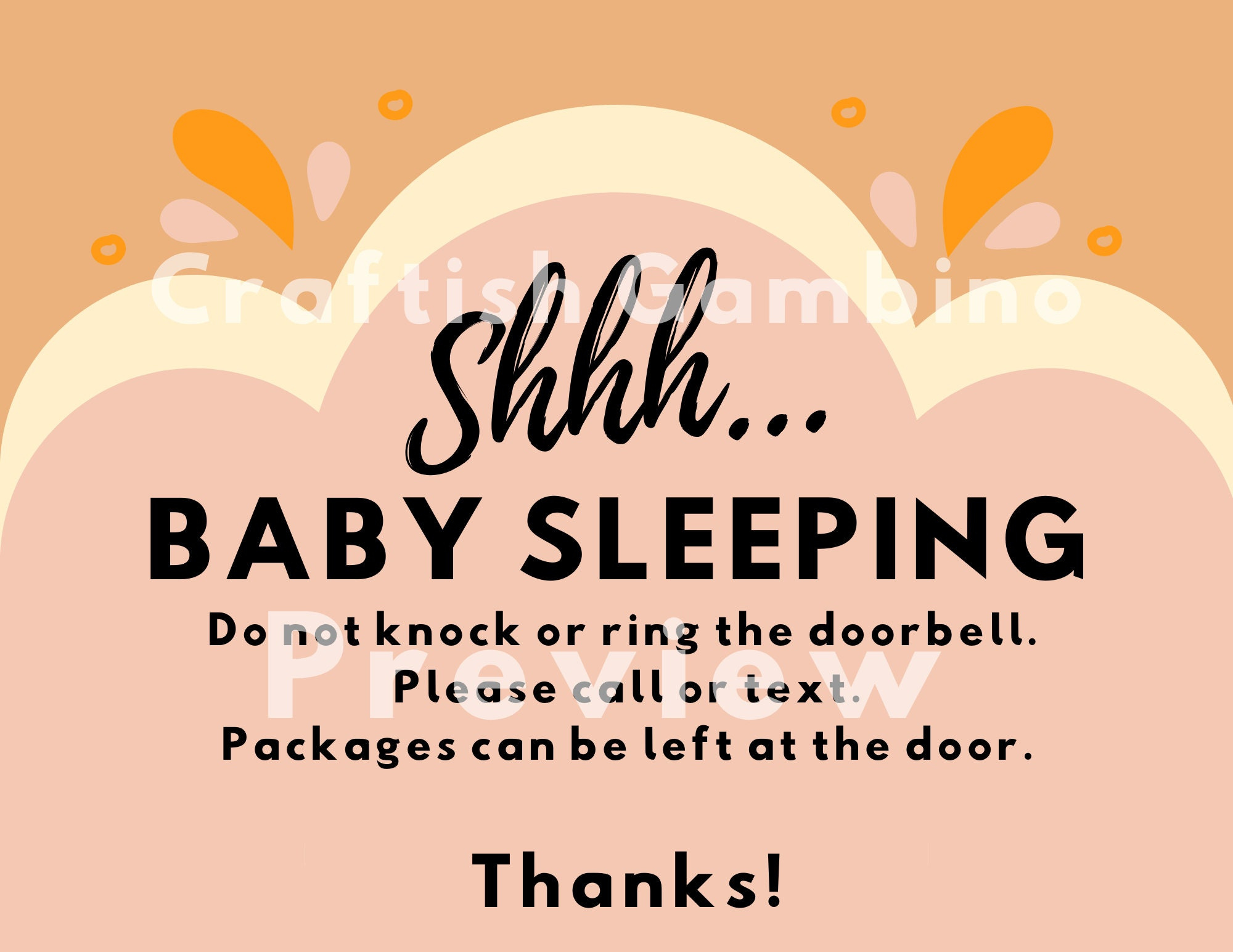 Printable Baby Sleeping Sign, Groovy Colorway - Etsy pertaining to Baby Sleeping Sign Printable