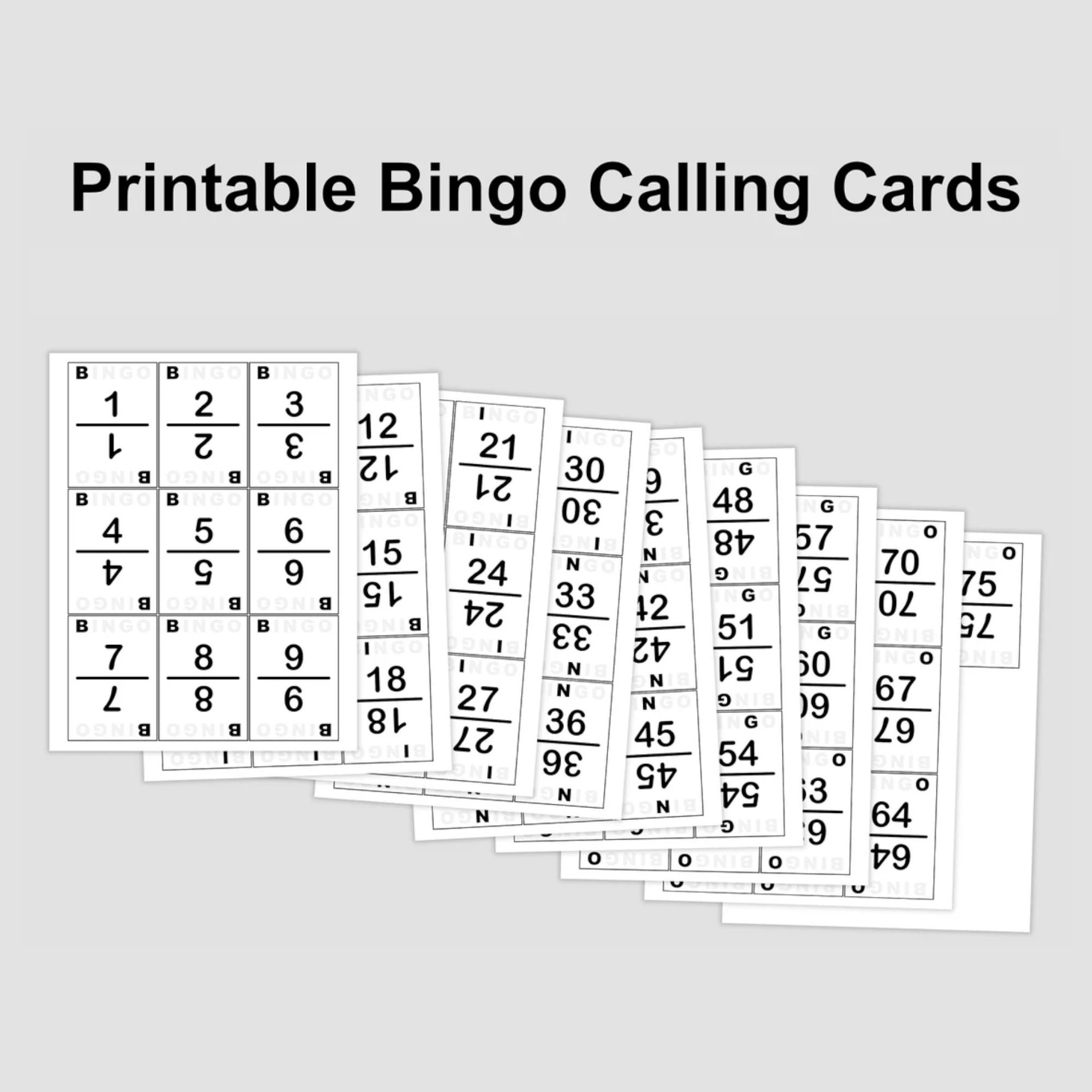 Printable Bingo Calling Cards Pdf Download, 75 Cards, 9 Per Page for Bingo Calling Cards Printable