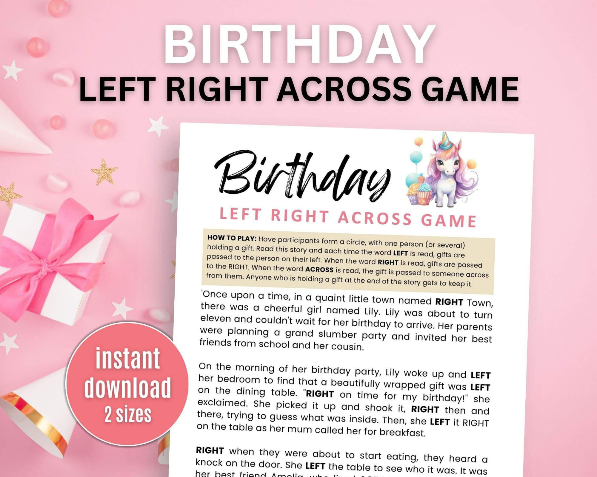 Printable Birthday Left Right Across Game » Poweredthrivecart within Free Printable Left Right Birthday Game