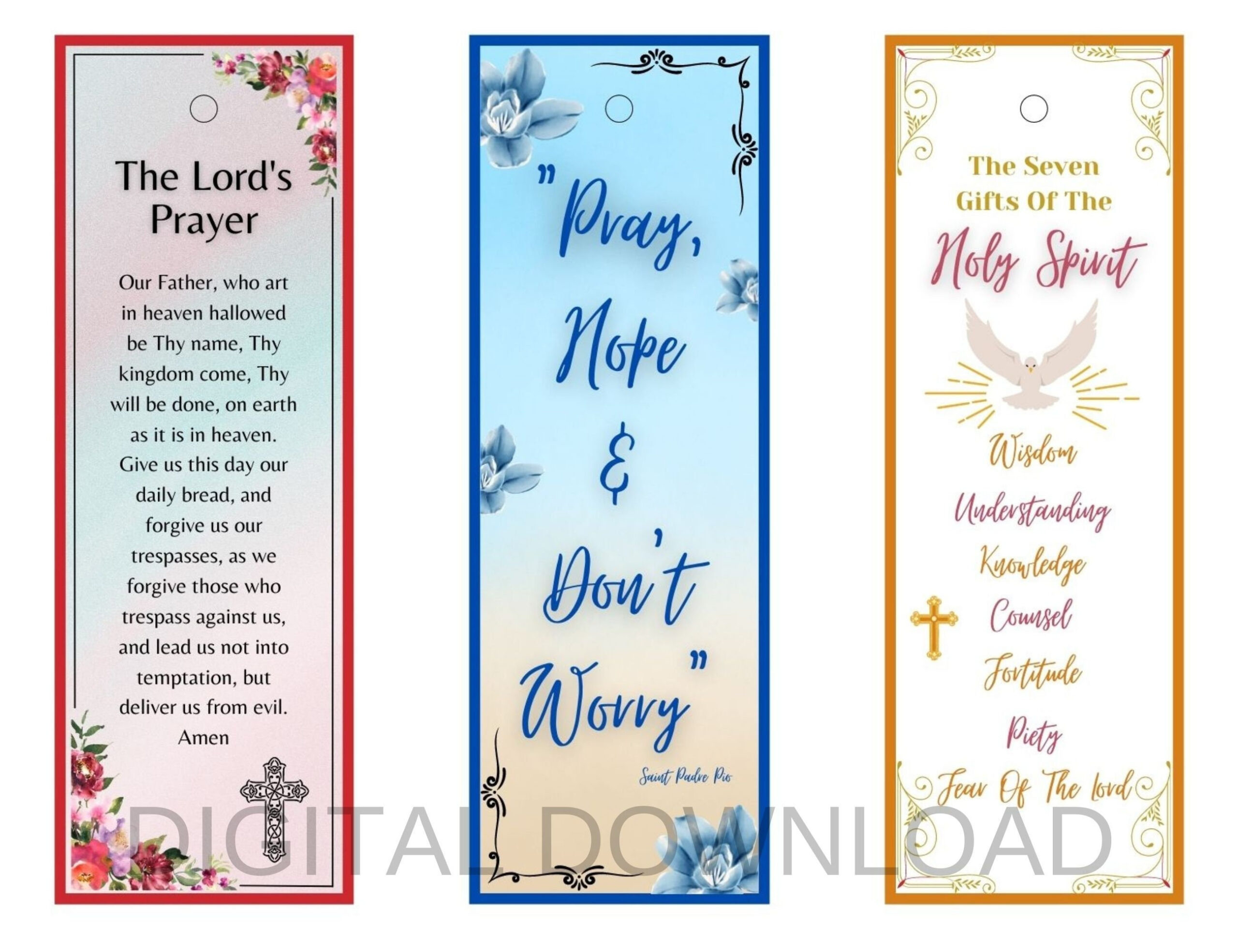 Printable Bookmarks, The Lord&amp;#039;S Prayer, Seven Gifts Of The Holy regarding Free Printable Prayer Bookmarks