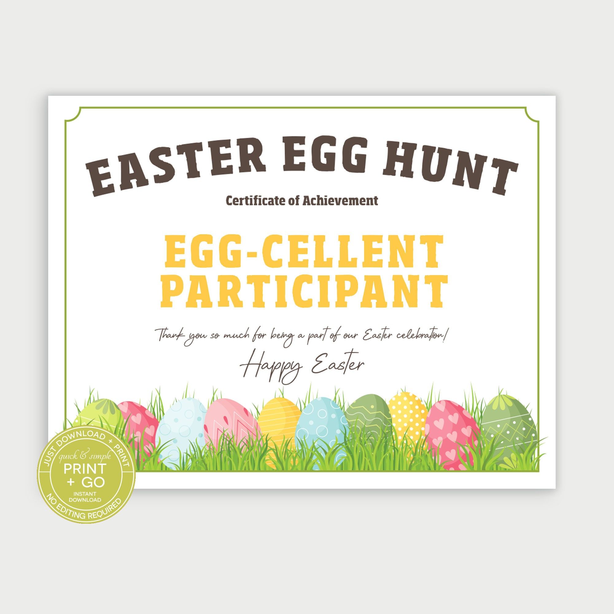 Printable Easter Egg Hunt Award Certificate, Egg-Cellent with regard to Free Printable Easter Eggs Hunt Certificates
