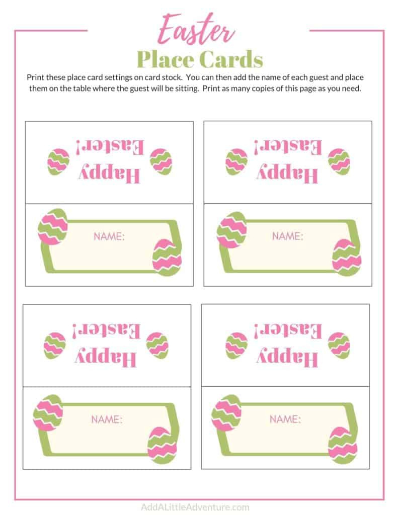 Printable Easter Place Cards - Add A Little Adventure with Easter Place Cards Printable