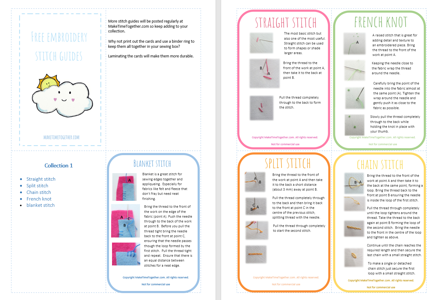 Printable Embroidery Stitch Guides – Make Time Together in Free Printable Embroidery Stitch Guide