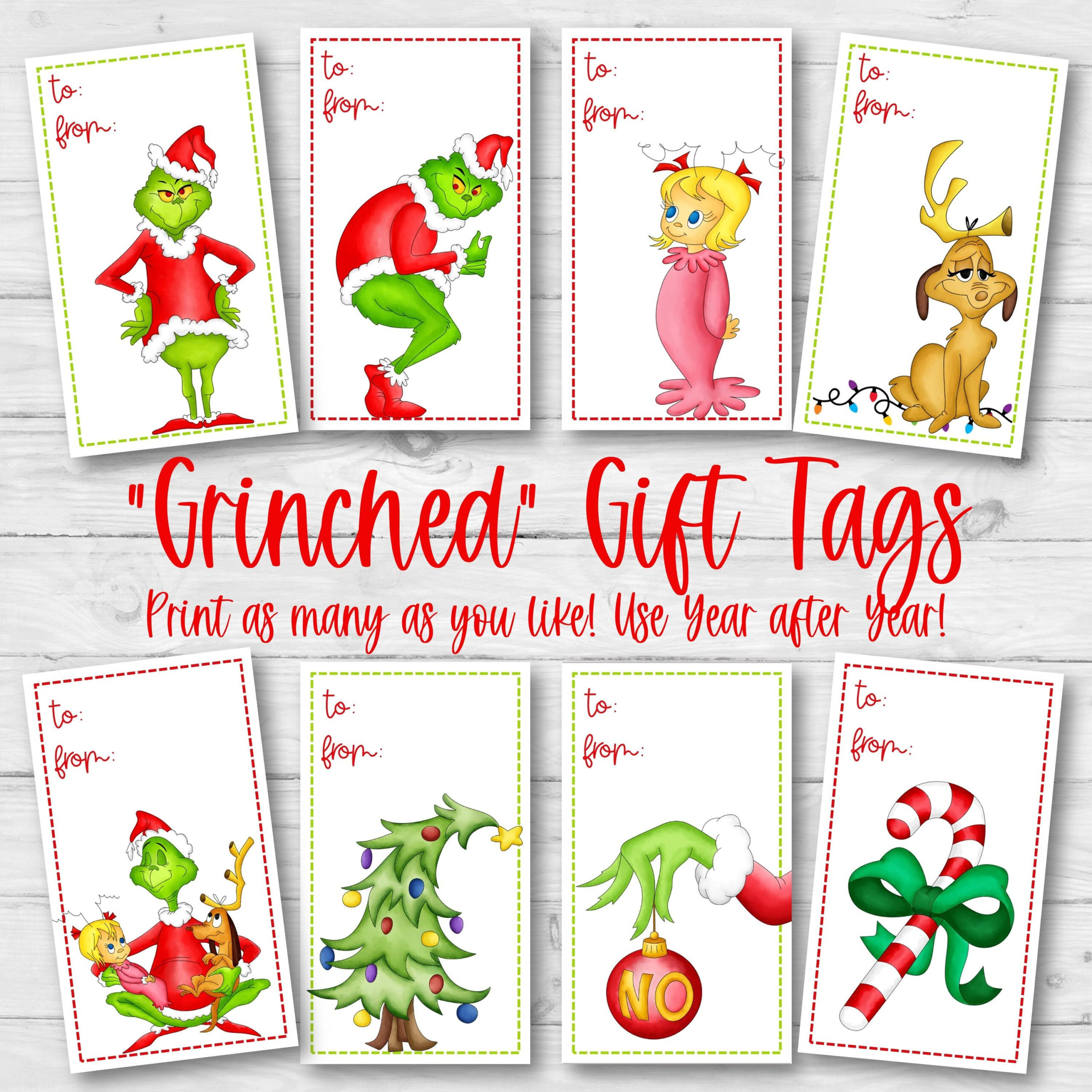 Printable Grinch Gift Tags, Grinch Christmas Gift Tags, 8 Designs pertaining to Free Printable Grinch Christmas Gift Tags