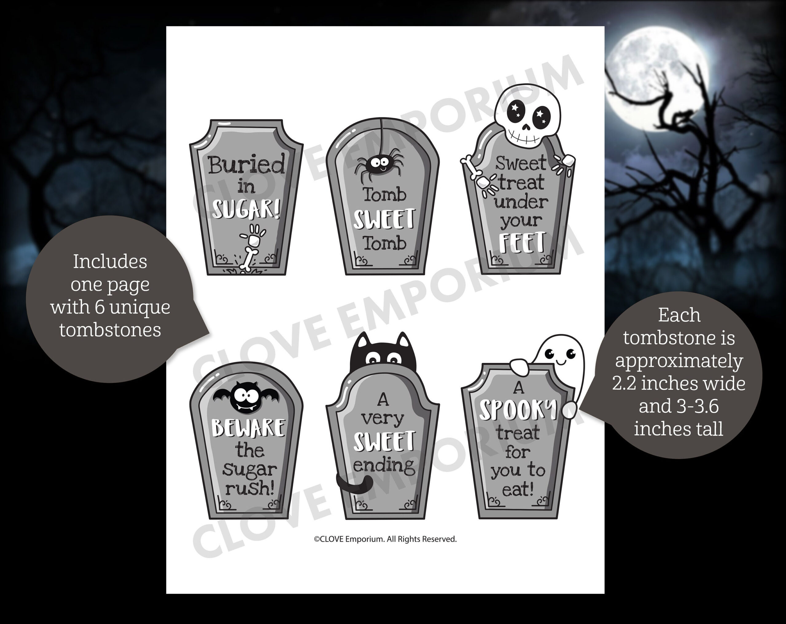 Printable Halloween Tombstone Cupcake Toppers,Instant Download within Printable Tombstone Cupcake Toppers