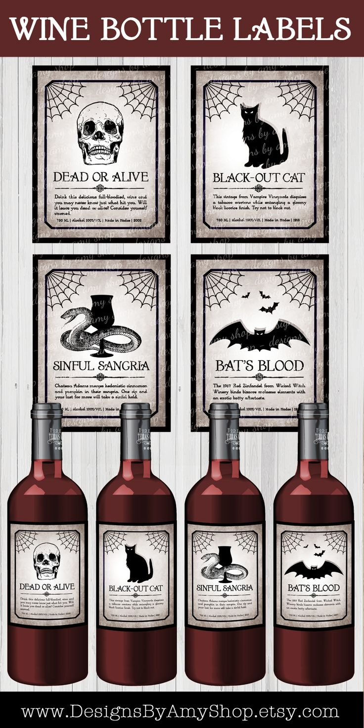 Printable Halloween Wine Labels, Wine Labels, Halloween Party intended for Halloween Wine Labels Printable