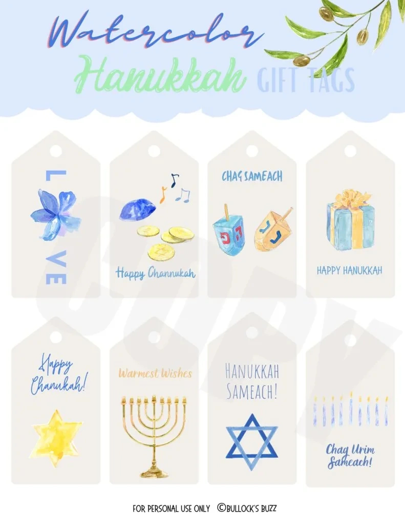 Printable Hanukkah Gift Tags - Bullock&amp;#039;S Buzz regarding Hanukkah Gift Tags Printable