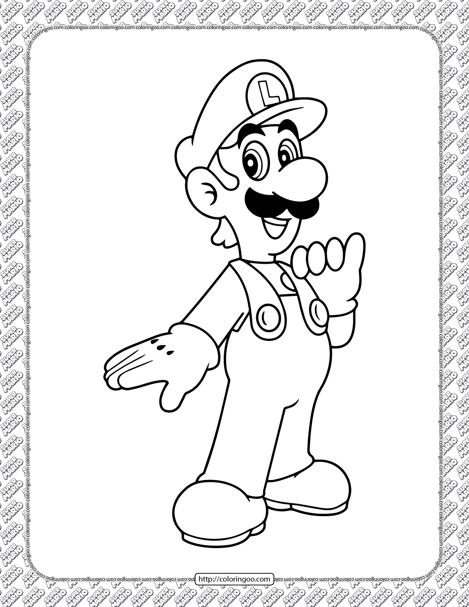 Printable Luigi Coloring Page with regard to Free Printable Luigi Coloring Pages