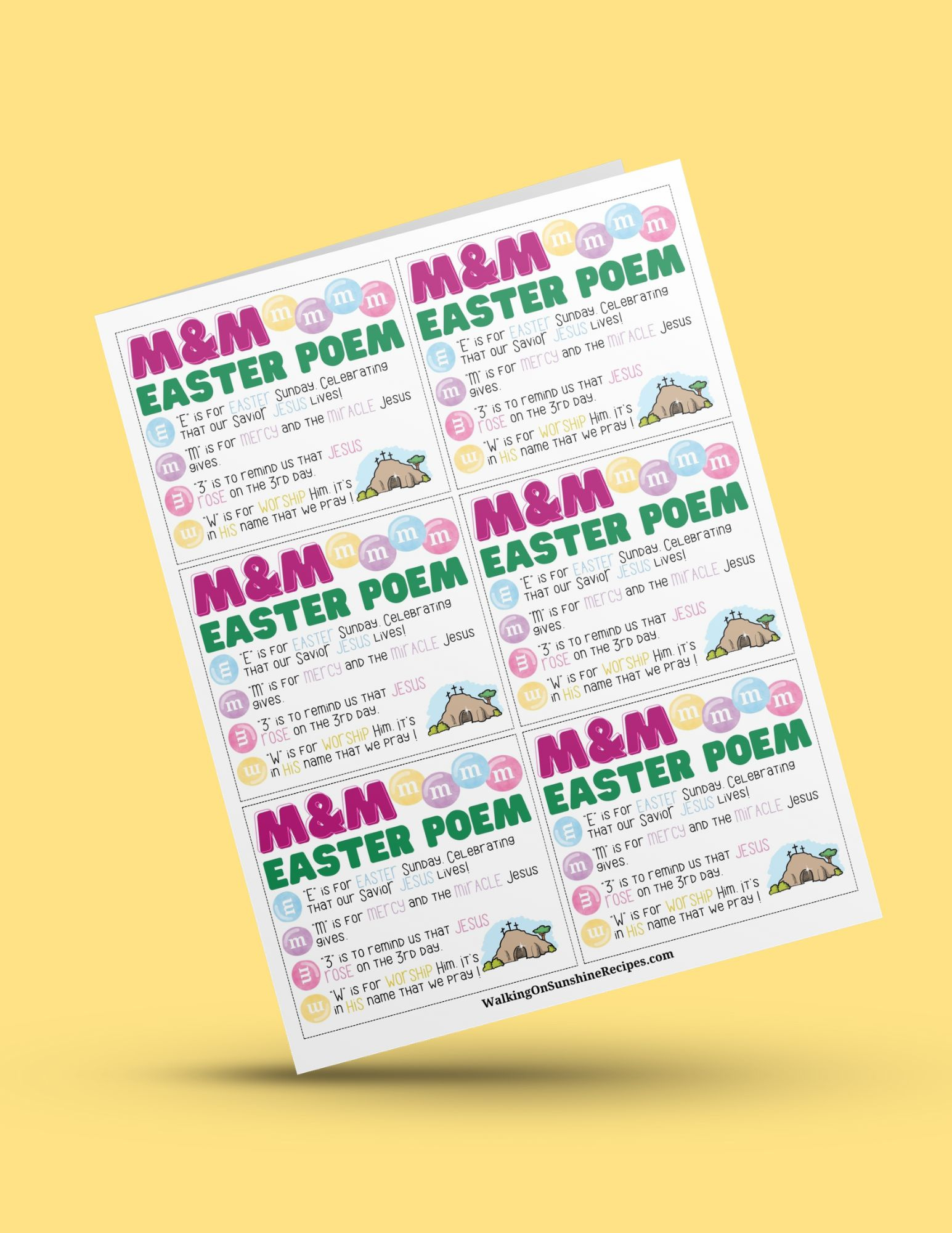 Printable M&amp;amp;M Easter Poem Cards in Free Printable M&amp;amp;M Easter Poem
