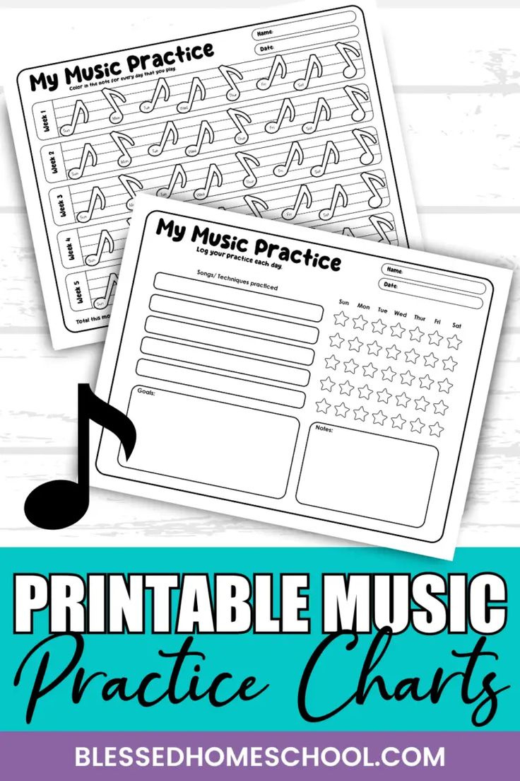 Printable Music Practice Log And Charts For Kids within Music Practice Chart Printable Free