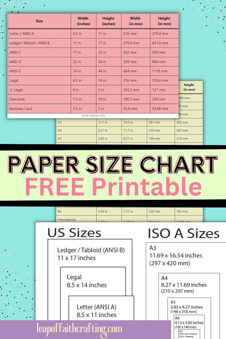Printable Paper Size Chart (Free!) with regard to Paper Size Chart Printable