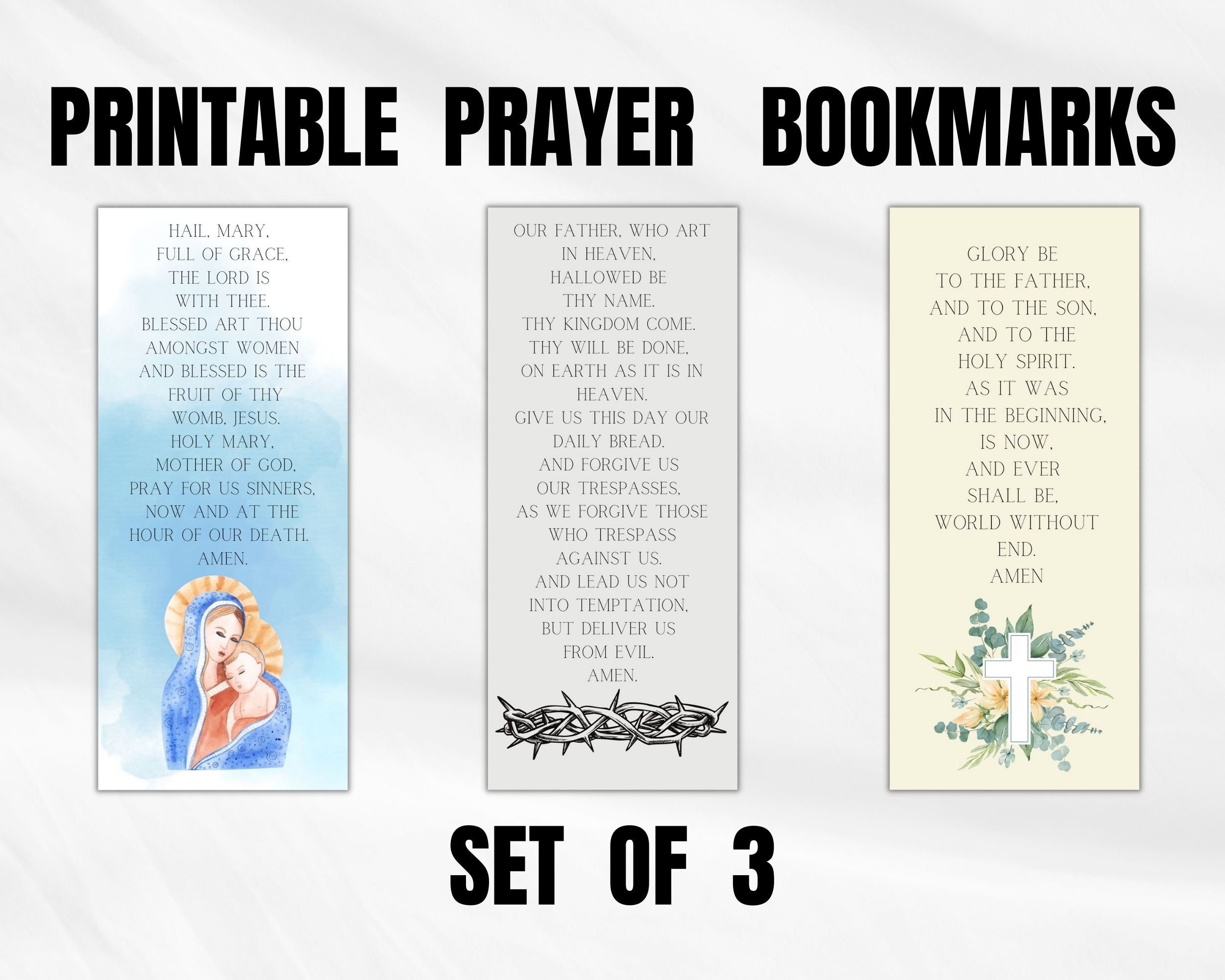 Printable Prayer Bookmarks, Hail Mary Our Father And Glory Be intended for Free Printable Prayer Bookmarks