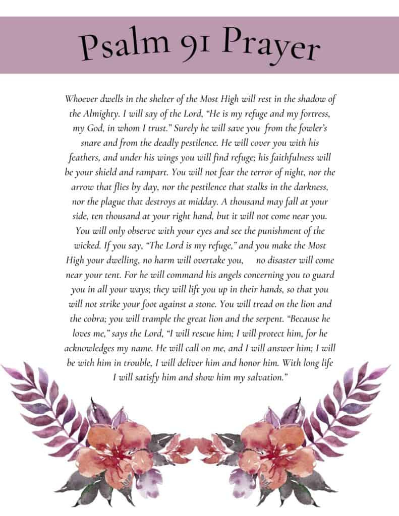Printable Psalm 91 Prayer Of Protection within Free Printable Psalm 91