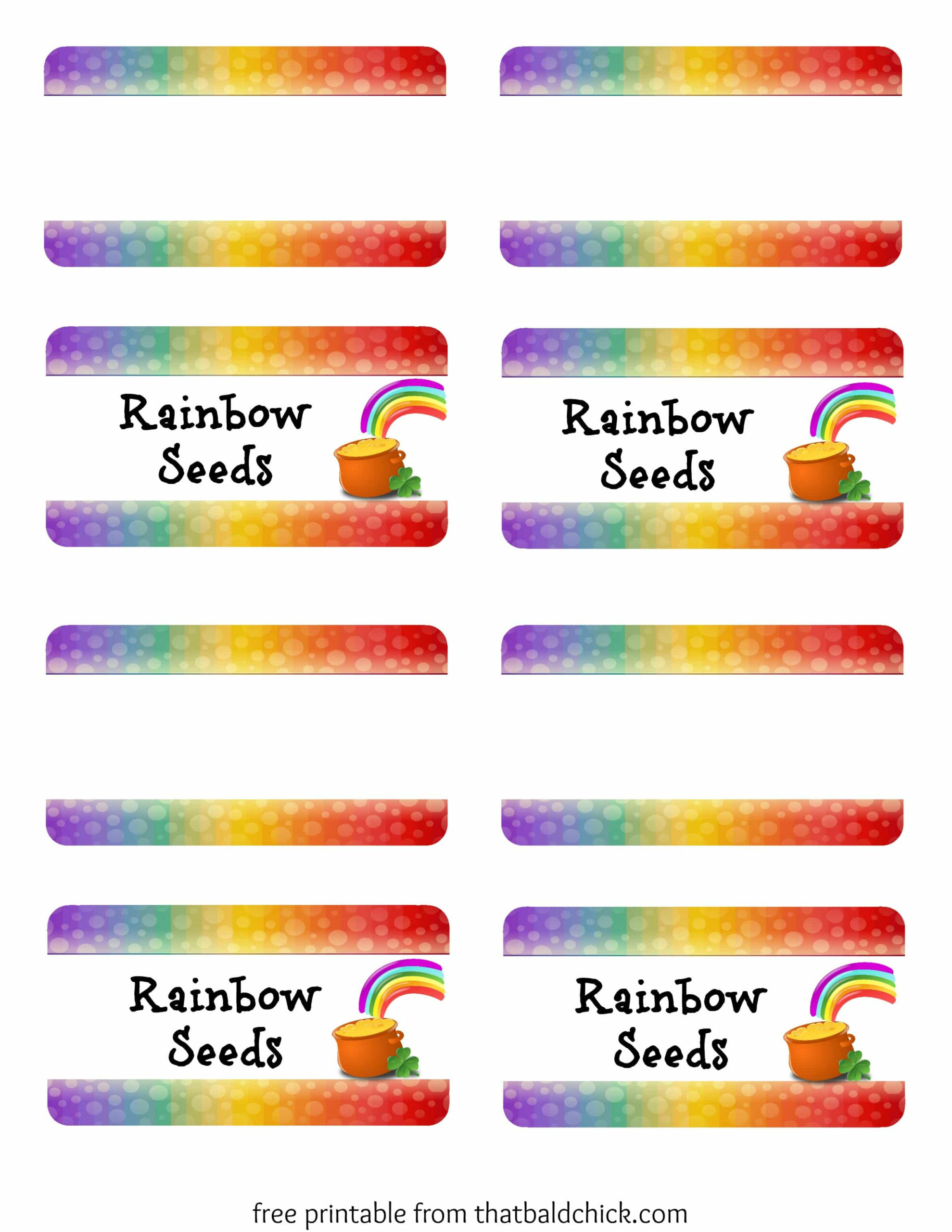 Rainbow Seeds Treat + Free Printable Bag Topper — That Bald Chick® regarding Rainbow Seeds Free Printable