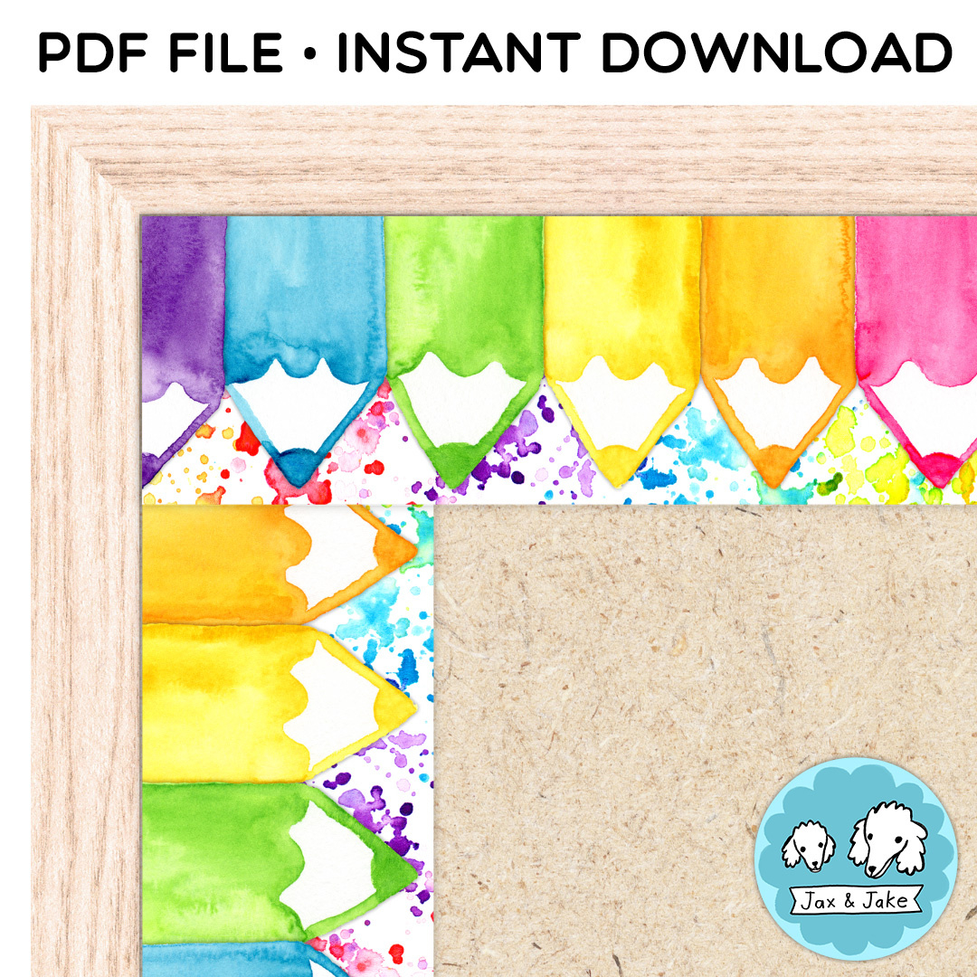 Rainbow Watercolor School Bulletin Board Borders - Printable with regard to Classroom Printable Bulletin Board Borders