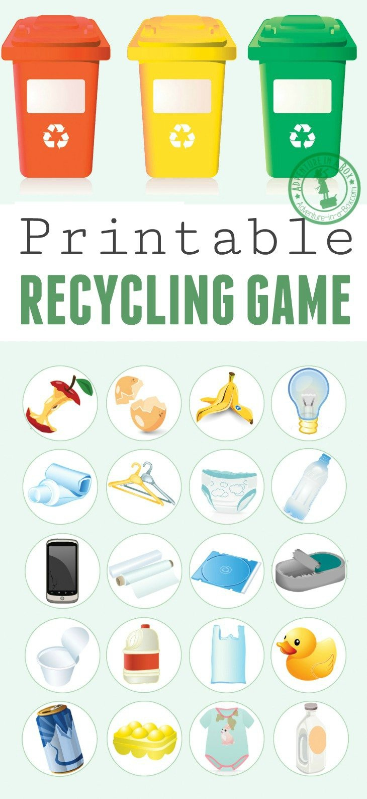 Recycling Sorting Game with regard to Free Printable Recycling Sort