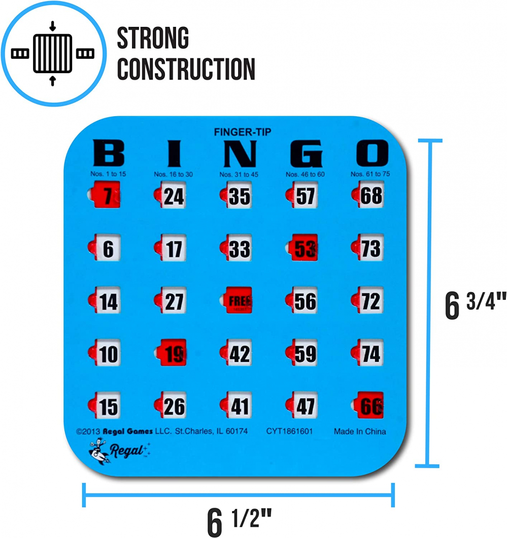Regal Games - Finger-Tip Shutter Slide Bingo Cards - 10 Pack intended for Bingo Shutter Cards Bulk