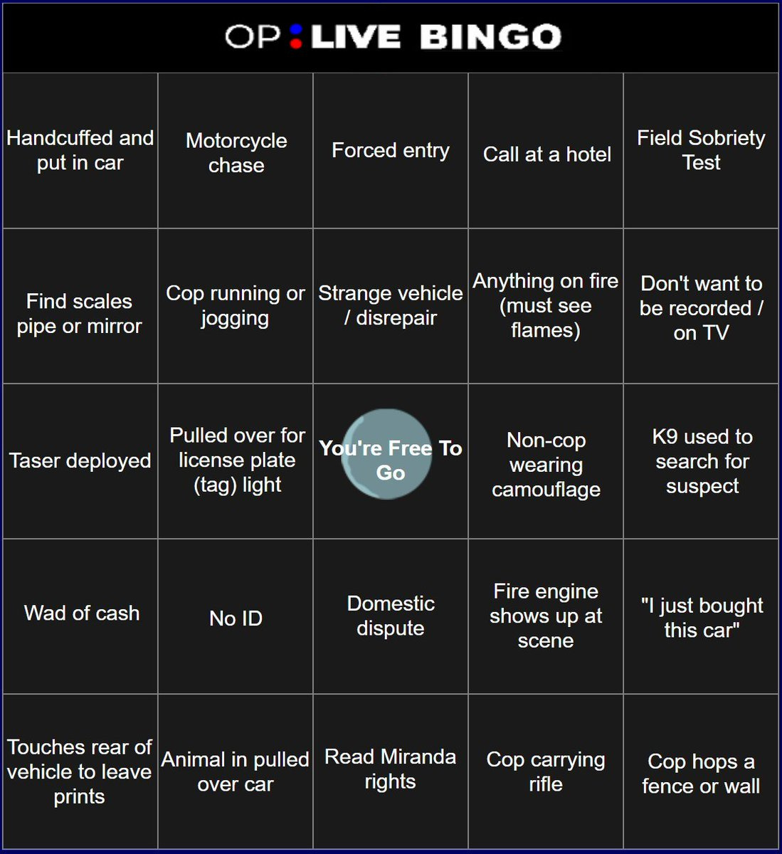 Richard Mabry On X: &amp;quot;@Officialoplive @Onpatrolnation Here&amp;#039;S A with regard to Op Live Bingo Card Generator