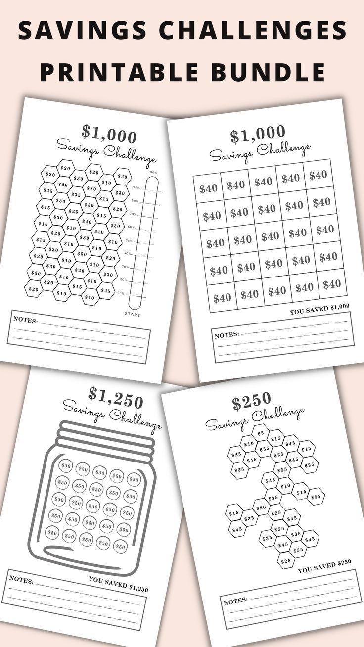 Savings Challenge Printable Bundle, Money Savings Tracker| Easy in Mini Savings Challenge Free Printable