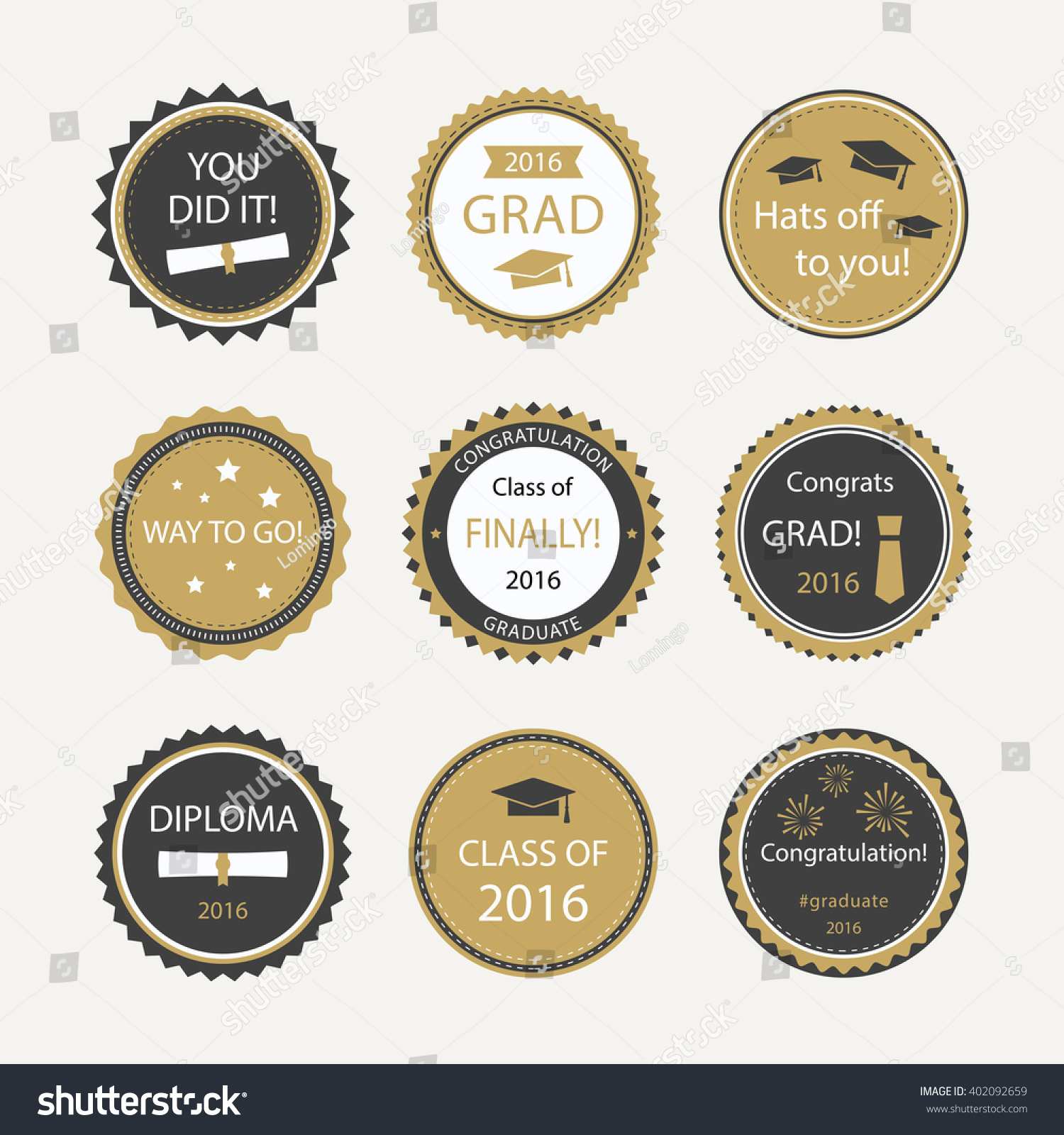 Set Graduation Cupcake Toppers Vector Badges Stock Vector (Royalty for Free Printable Graduation Cupcake Toppers