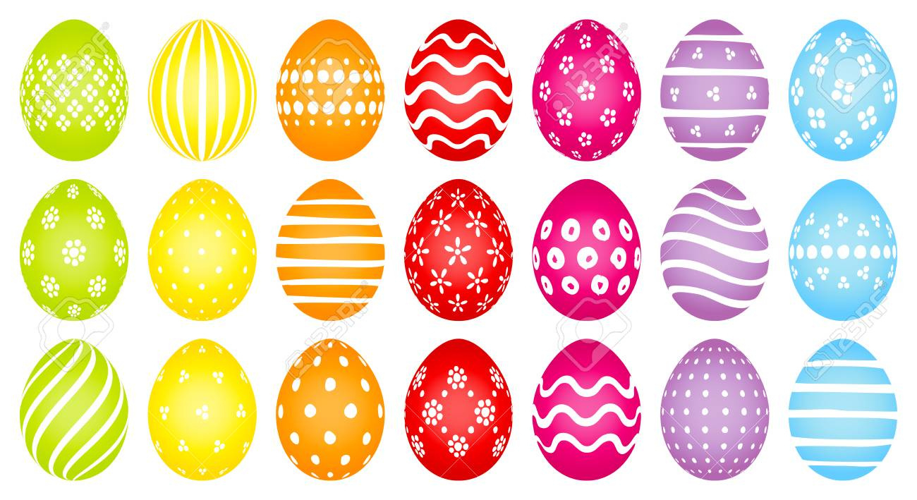 Set Of Twenty-One Colored Easter Eggs With Different White within Colourful Easter Eggs Printable
