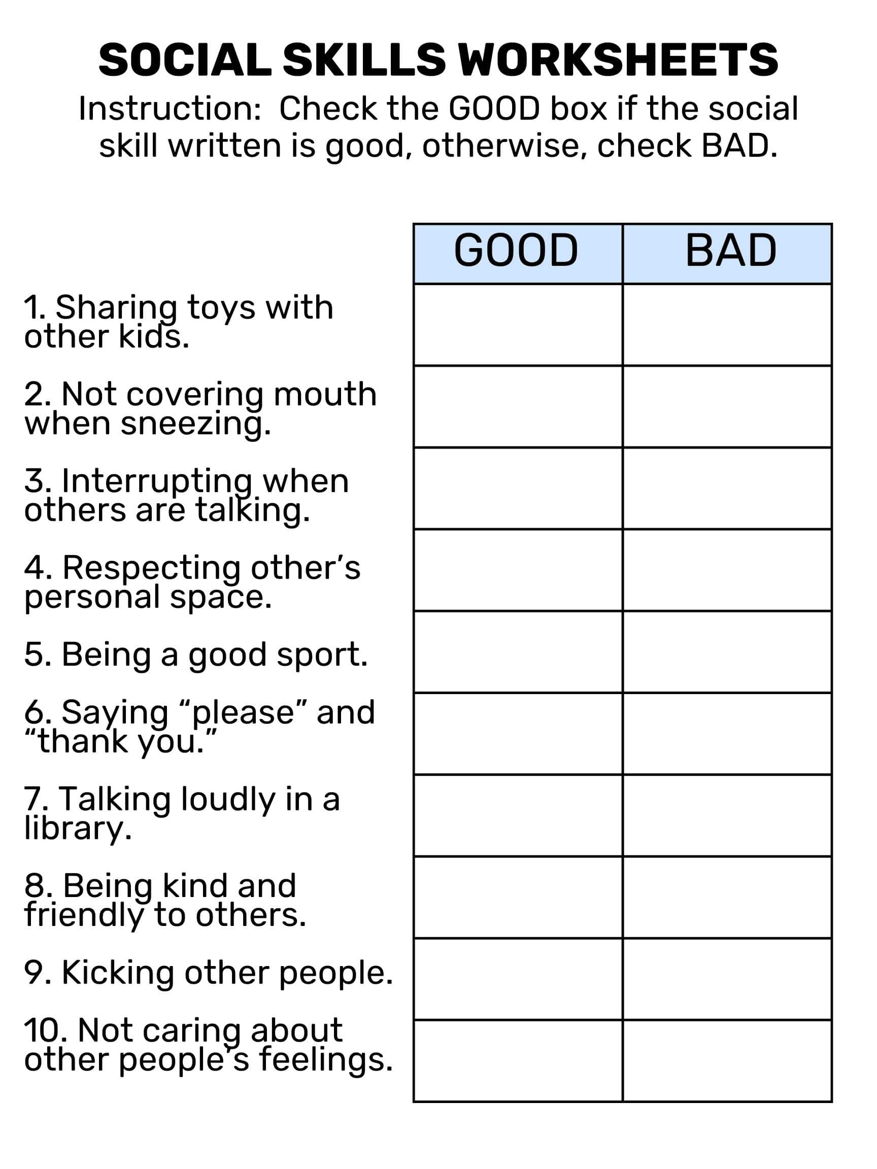 Social Skills Worksheets | Free Printable - Goally - Worksheets throughout Free Printable Social Skills Worksheets