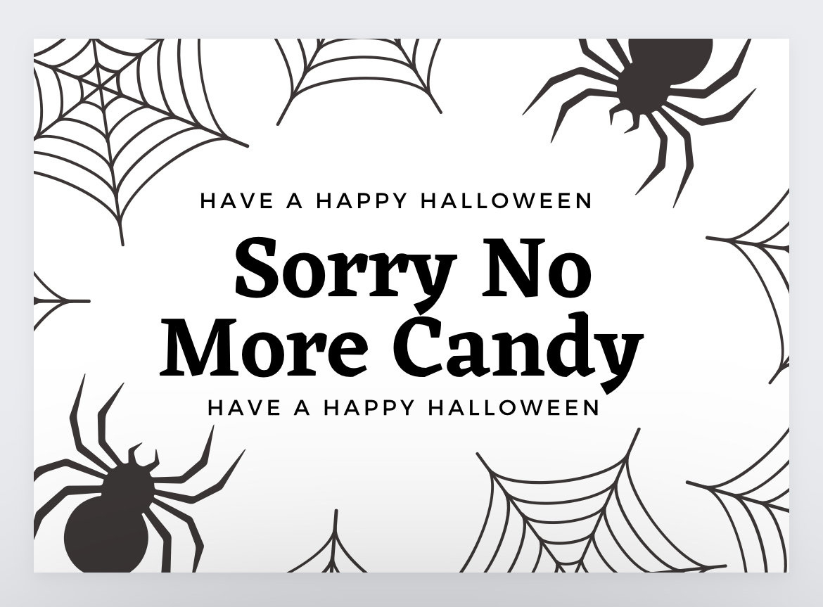 Sorry No Candy Halloween Sign,No More Candy Sign,Out Of Candy Sign pertaining to No Candy Halloween Sign Printable