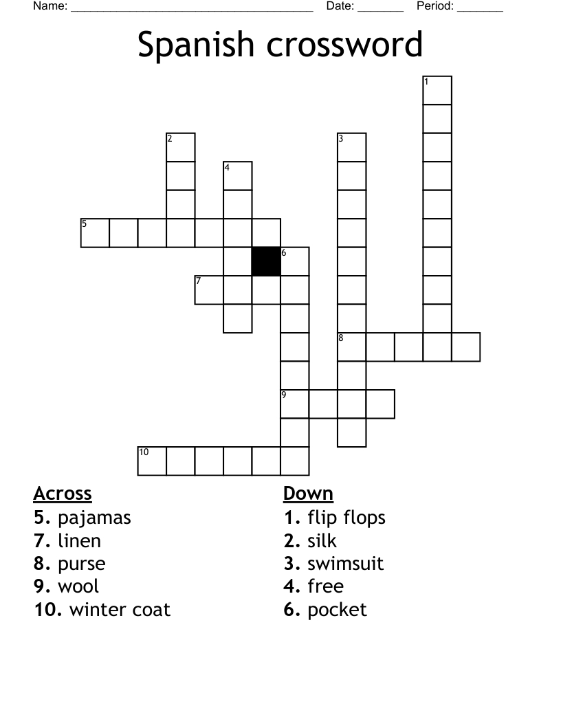 Spanish Crossword - Wordmint with Spanish Crossword Puzzles Printable