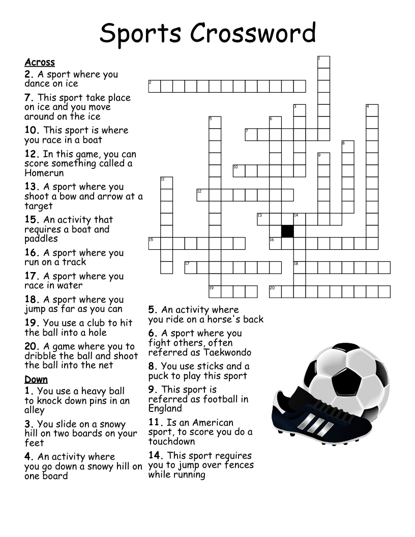 Sports Crossword - Wordmint intended for Sports Crossword Puzzles Printable