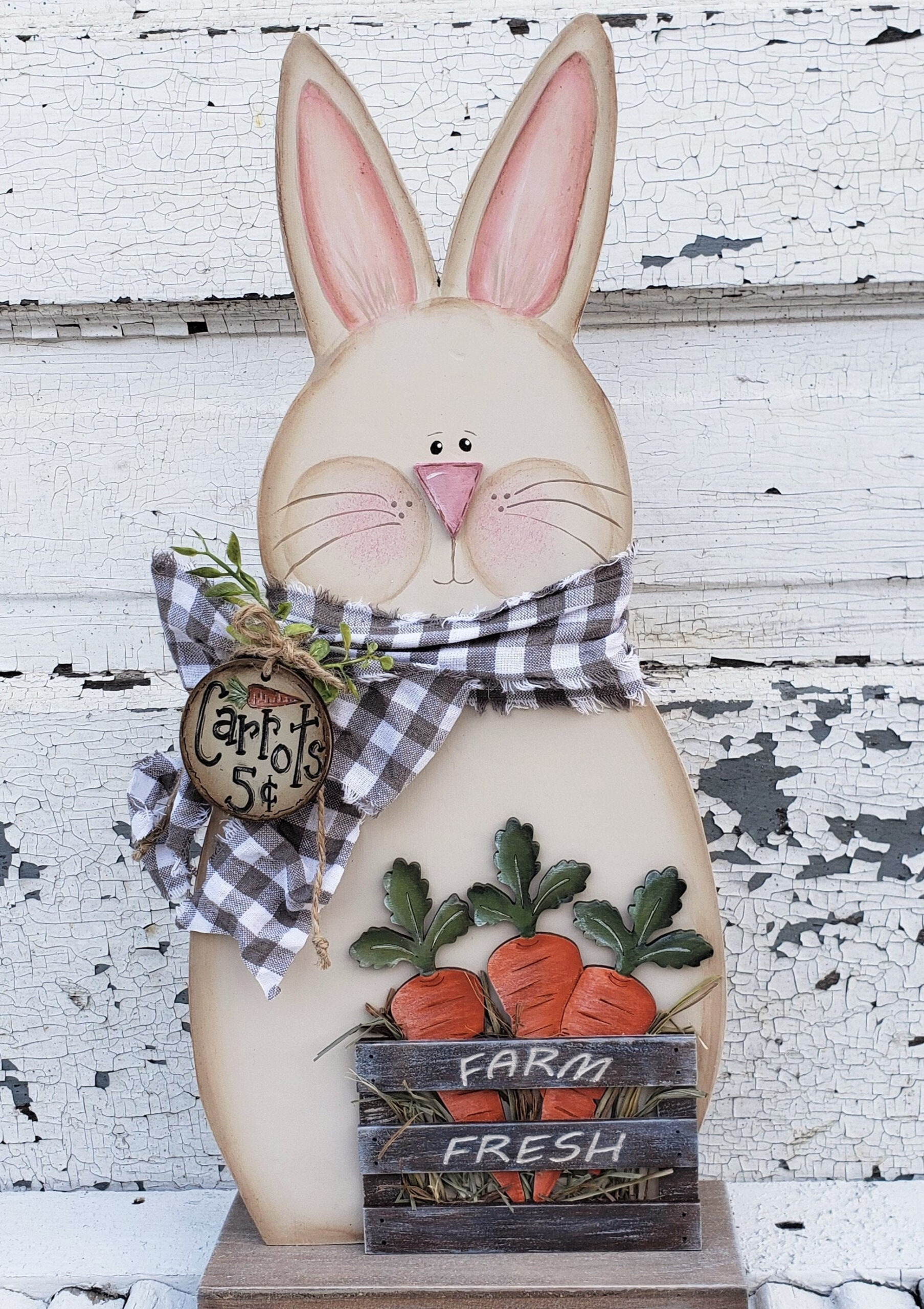 Spring Bunny With Carrots Diy Wood Craft Pattern K294 - Etsy for Wooden Easter Bunny Patterns