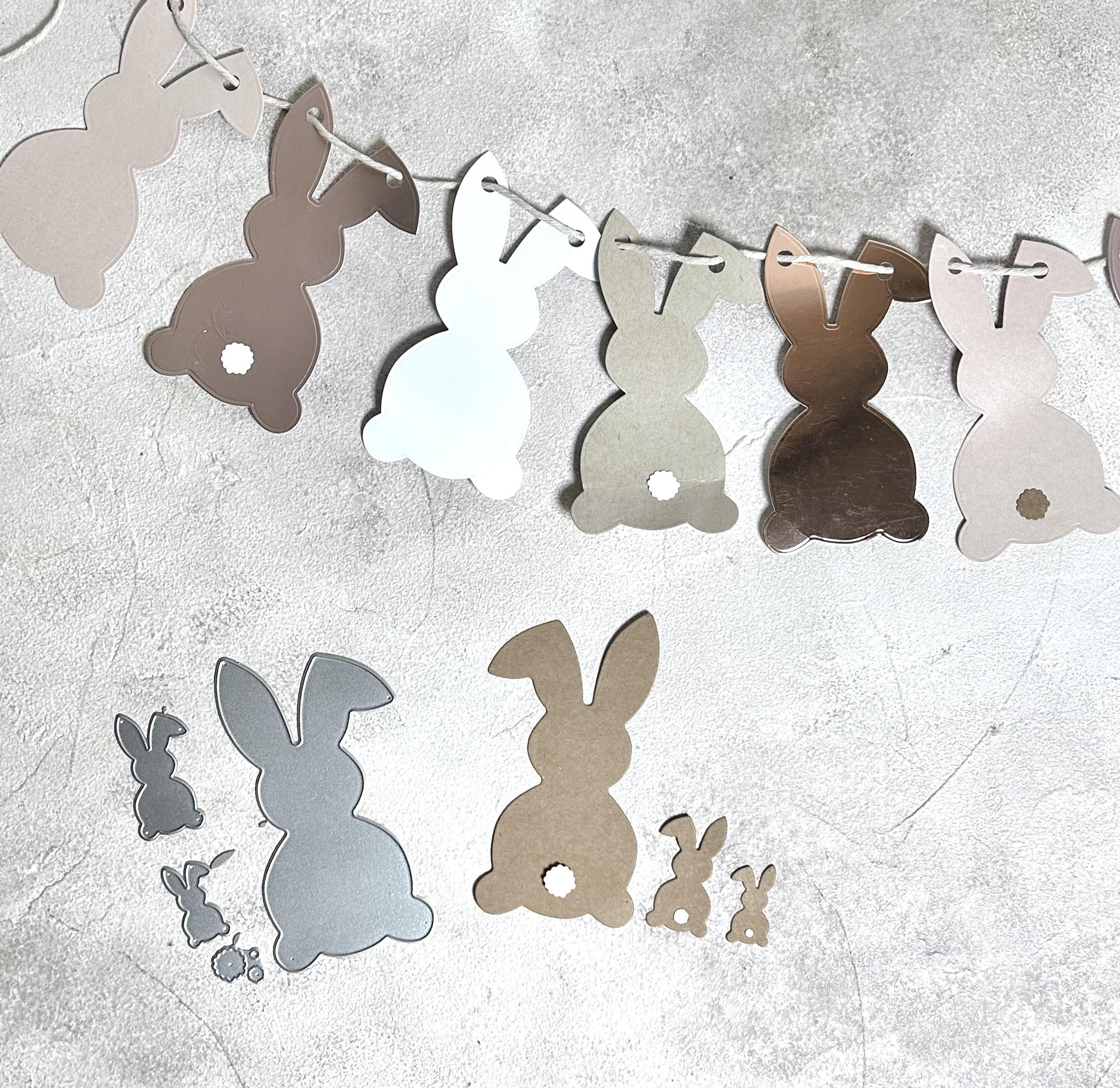 Stanzschablone Cutting Dies Hasen Osterhase Hasis Girlande Ostern, Bis 7 X12Cm, 4-Tlg. in Happy Easter Stencil Amazon
