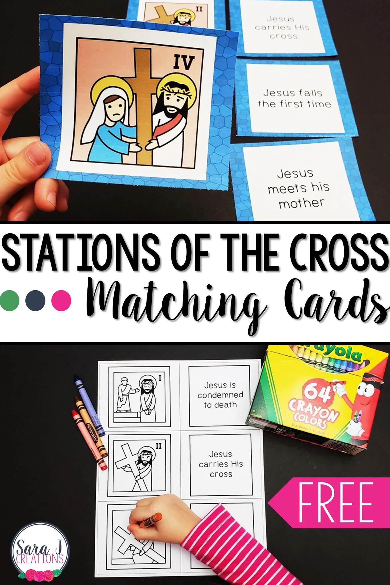 Stations Of The Cross Matching Cards Freebie | Sara J Creations intended for Free Printable Stations Of The Cross Catholic