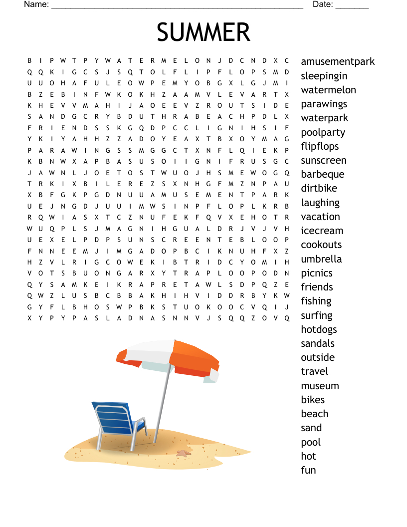 Summer Word Search - Wordmint within Free Printable Word Searches Summer