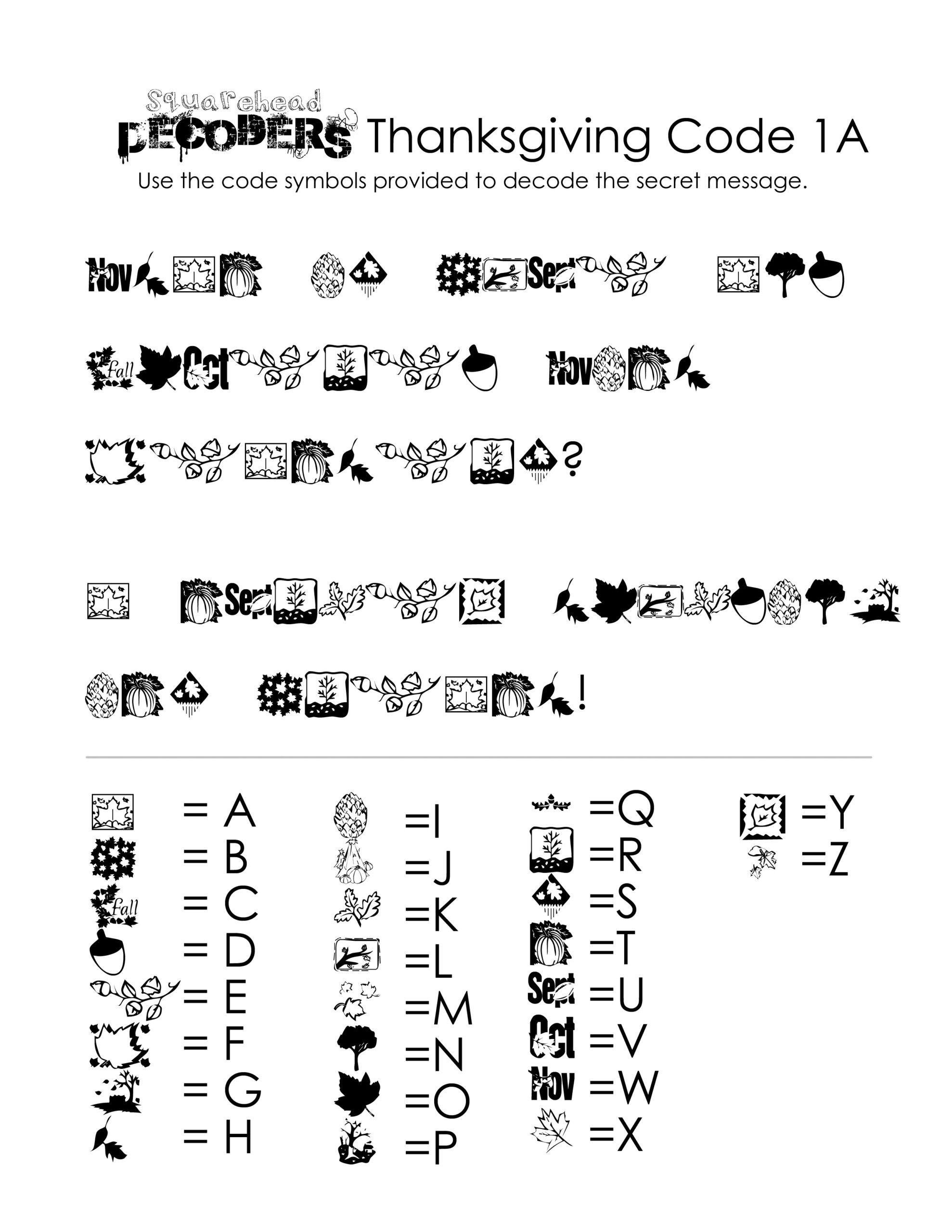 Thanksgiving Decoding Worksheets (Free!) | Squarehead Teachers regarding Free Printable Decoding Worksheets