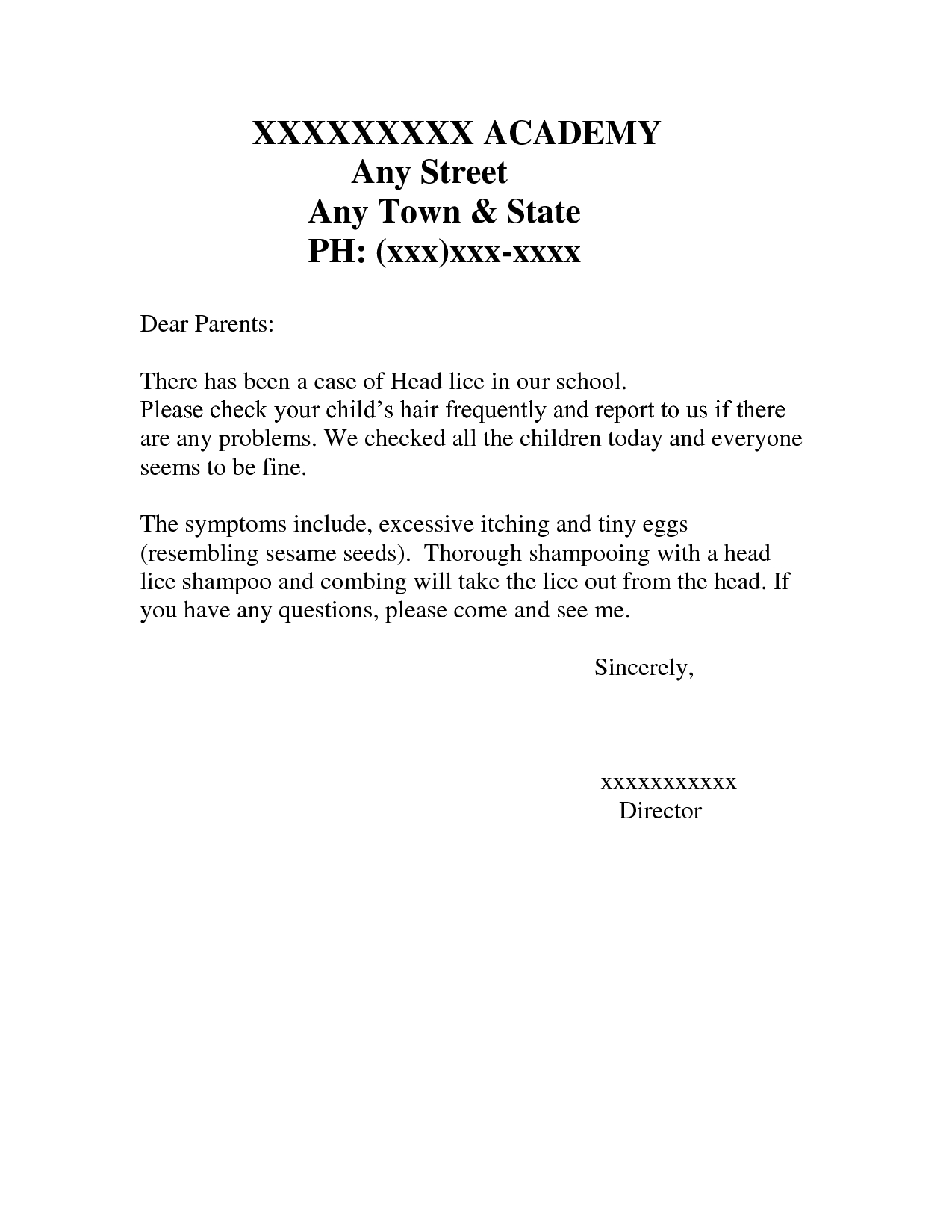 The “L” Word! | Raincity Parent within Printable Head Lice Notice To Parents