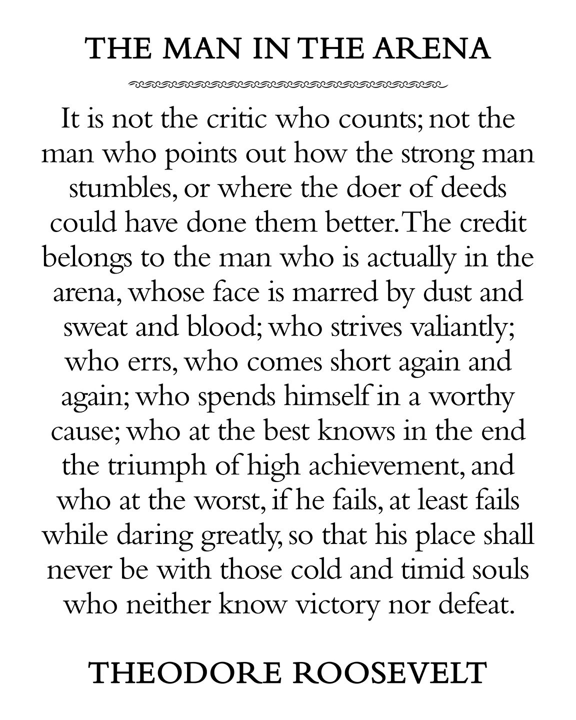 The Man In The Arena Quotetheodore Roosevelt Printable Instant with regard to Printable Man in the Arena