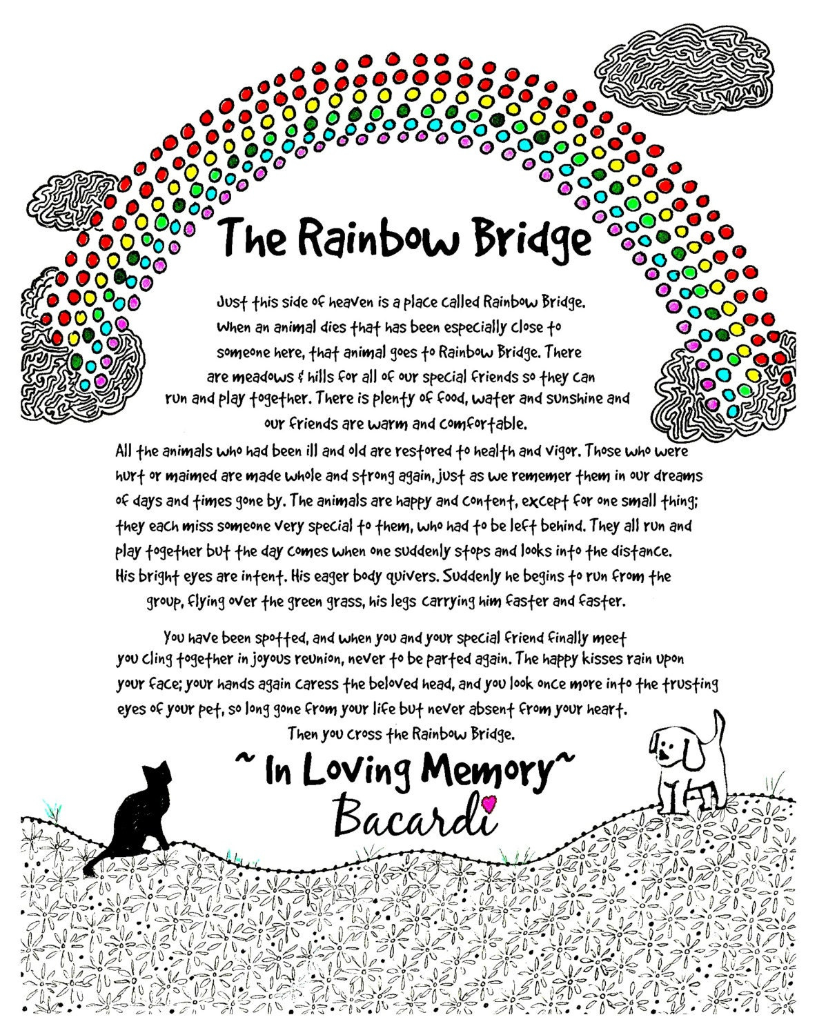 The Rainbow Bridge Poem. Personalize This Print With Your Pet&amp;#039;S Name. inside Rainbow Bridge Printable Poem